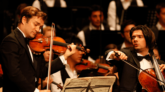 Renaud and Gautier Capuçon, Manfred Honeck, and Charles Dutoit perform Brahms
