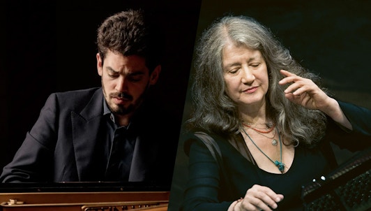 Martha Argerich and Lahav Shani perform piano duets by Rachmaninov, Ravel, Bach, and Tchaikovsky